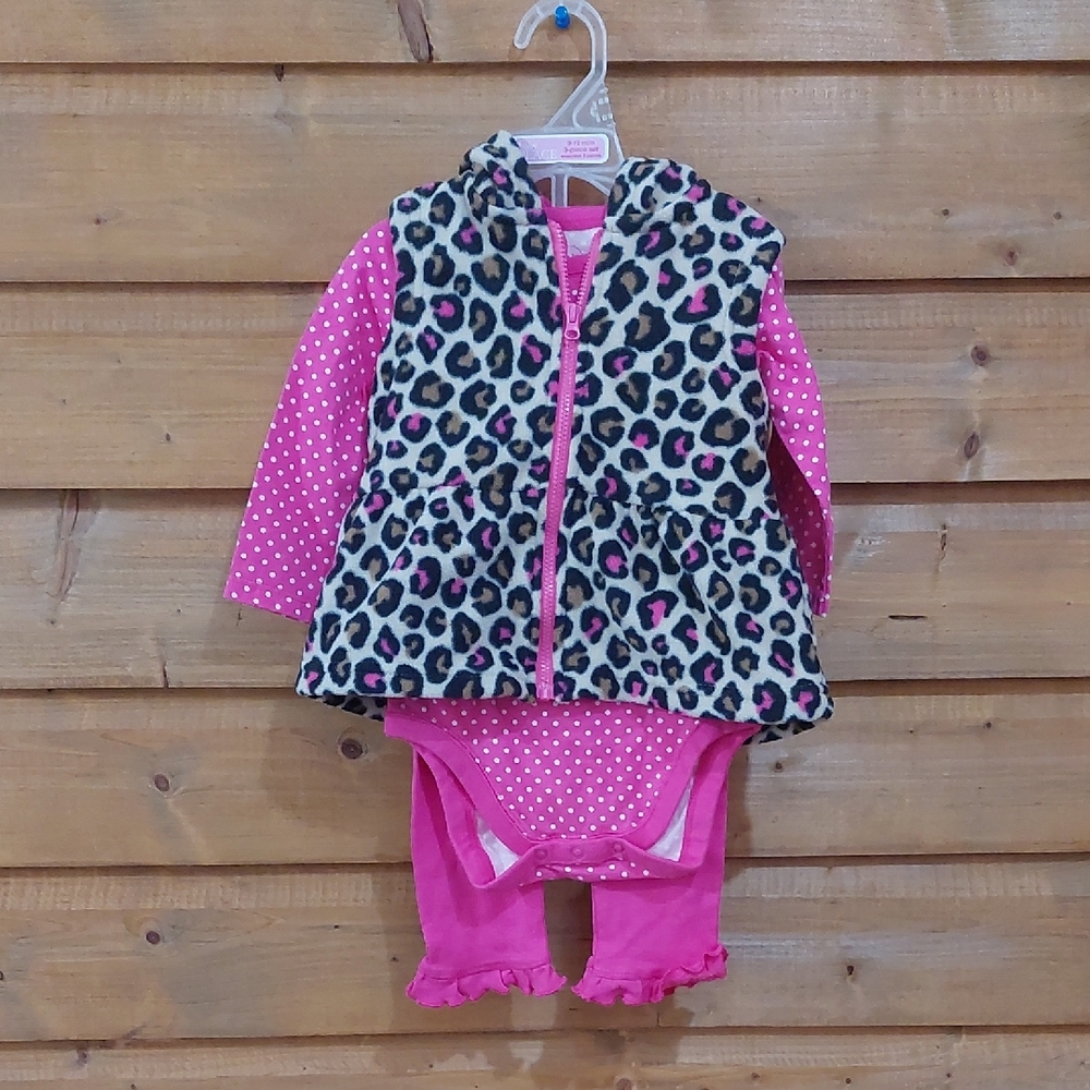 NWT Place Pink and Leopard Baby 3 Piece Ensemble 9-12 Months